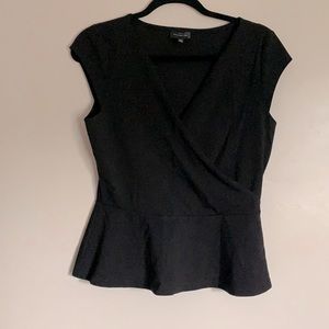 Faux Wrap Low Cut Fitted Peplum top